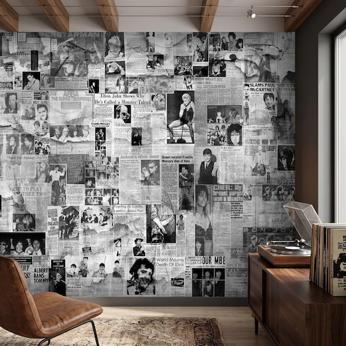 Wandbild mit Musiklegenden im Retro-Vintage-Stil, selbstklebend oder als Vliestapete, individuelle Größenanpassung möglich