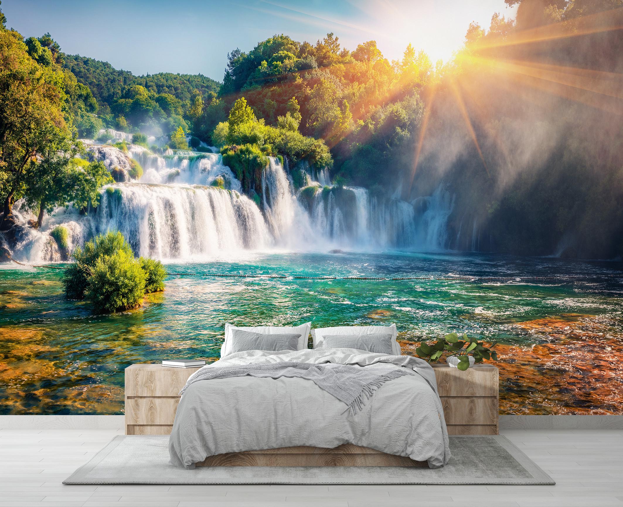 Waterfall Wallpaper Fluvial Landforms Wall Mural Natural Landscape Wallpaper  Peel and Stick Bedroom Living Room Wall Decor Lake Wallpaper - Etsy Israel, image size:2126x1729