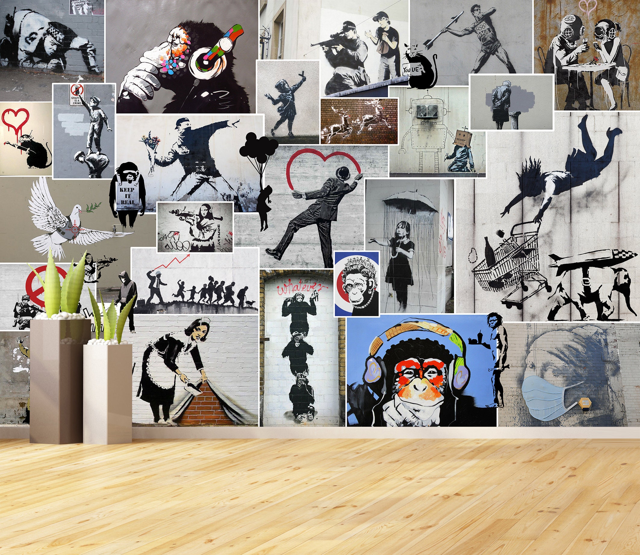 Street Art Wallpaper Artist Mural Artwork Print Vinyl Etsy