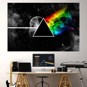 Calcomanía de pared de Pink Floyd Dark Side of the Moon, vinilo adhesivo despegable y pegable, mural de pared, decoración musical, calcomanía musical, impresión de Pink Floyd