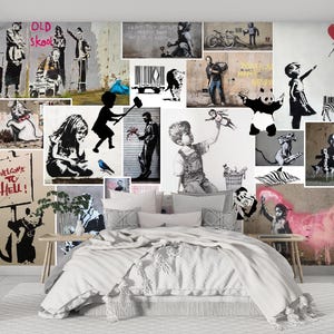 Urban Artistic Wallpaper Graffiti Art Street Art Mural Print Vinyl Wallpaper Wall Mural Artist Paintings Peel & Stick Art Wallpaper Collage