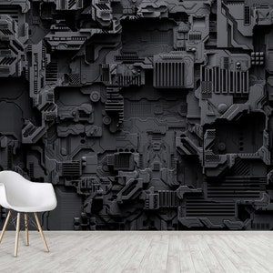 Abstrakte Grafik Wandbild Computerspiele Cyber Style Tapete Selbstklebendes Wandbild Hi-Tech-Gaming-Raum Spielzimmerdekor