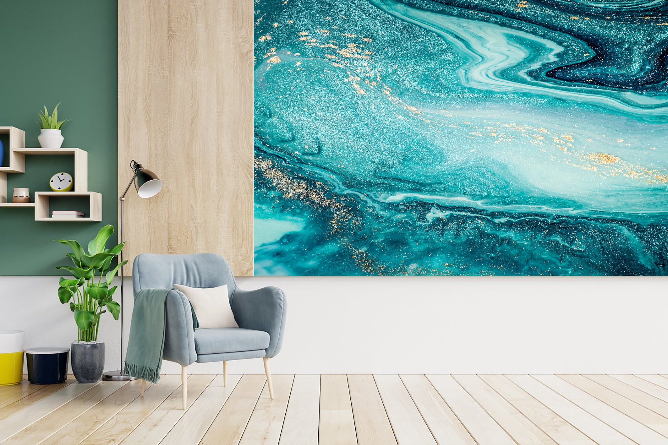 Abstract Turquoise Wallpaper Peel and Stick Self-adhesive Wall | Etsy