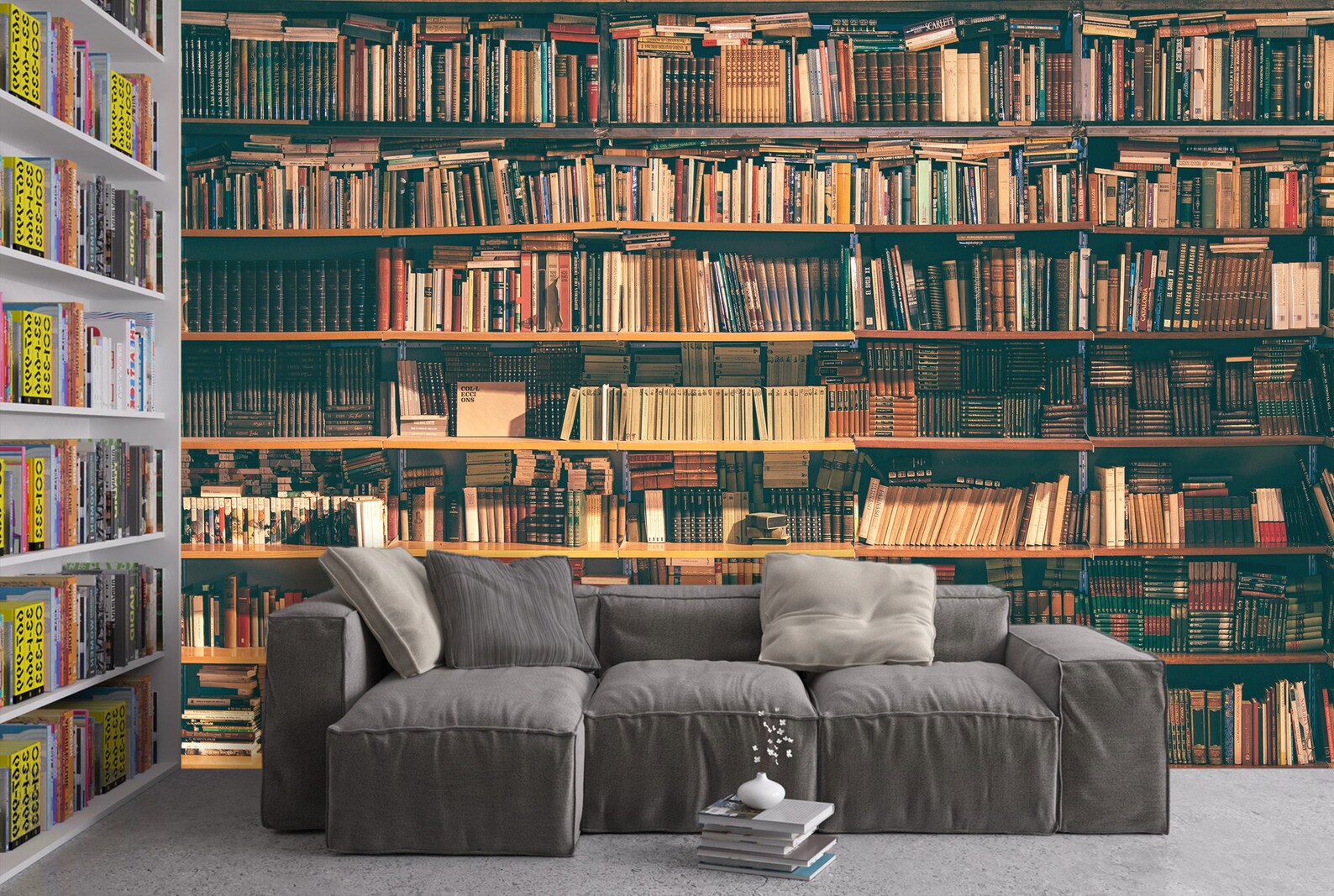 Bookshelfs Mural Reading Room Wallpaper Books Library Wall - Etsy