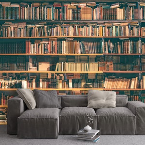 Bookshelfs Mural Reading Room Wallpaper Books Library Wall Mural Old Library Peel and Stick Vinyl Wallpaper Office Study Room Library Decor image 7