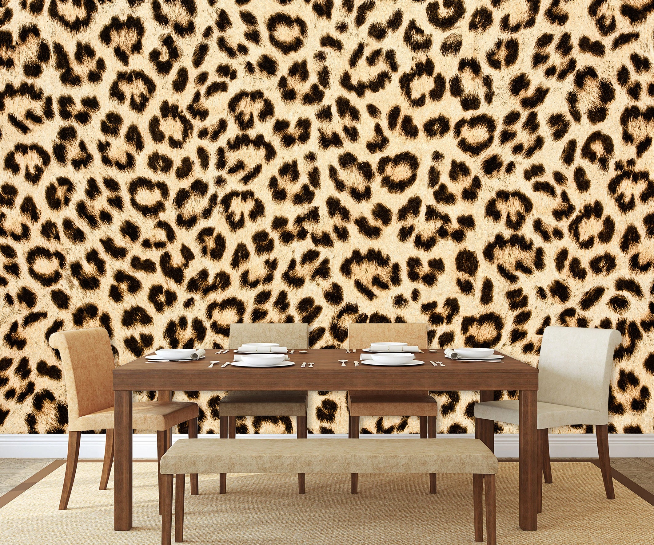 Leopard Print Peel and Stick Wallpaper Mural Trendy Animal Texture Wall ...