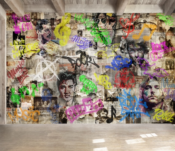 アート・デザイン・音楽 Scribble Graffiti Magazine #17 Vintage Retro Music Legends Urban Wallpaper Colorful Vintage Newspaper