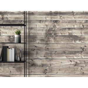 Rustic Faux Plank Wallpaper Peel and Stick | Farmhouse Country Style | Neutral Wood Look Wall Mural Wallpaper Peel and Stick