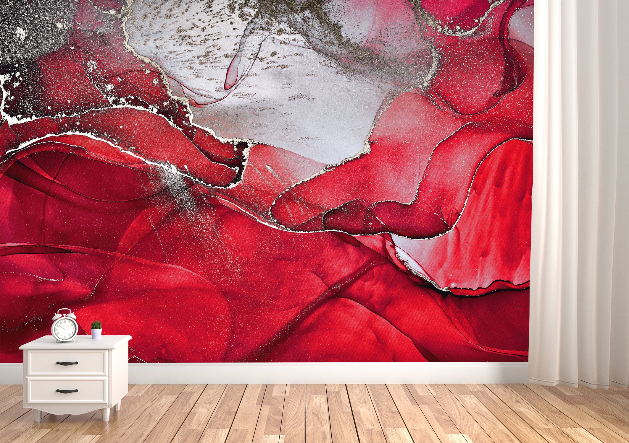Vibrant Red Abstract Wallpaper Peel & Stick Aesthetic Wall - Etsy UK