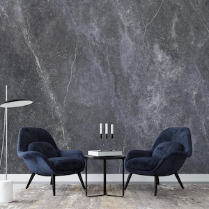 Concrete Look Wallpaper Dark Grey Wallpaper Gray Concrete Mural Office Wallpaper Stone Mural - Wear-resistant Peel and Stick & Traditional
