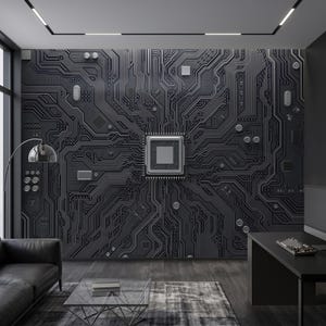 CPU-chip kretskort tapet skalbar och självhäftande abstrakt elektroniskt tema väggmålning IT-teknik dator moderkort spel tapet