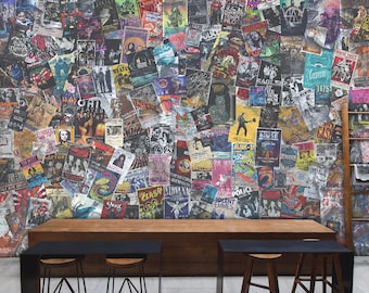 Retro muziekconcertposters muurschildering behang: Peel & Stick - Man Cave, Musician's Studio Decor