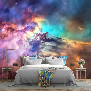 Carta da parati Galaxy – Carta da parati con nebulosa spaziale vibrante per soggiorno o camera da letto, decorazione d'interni cosmica