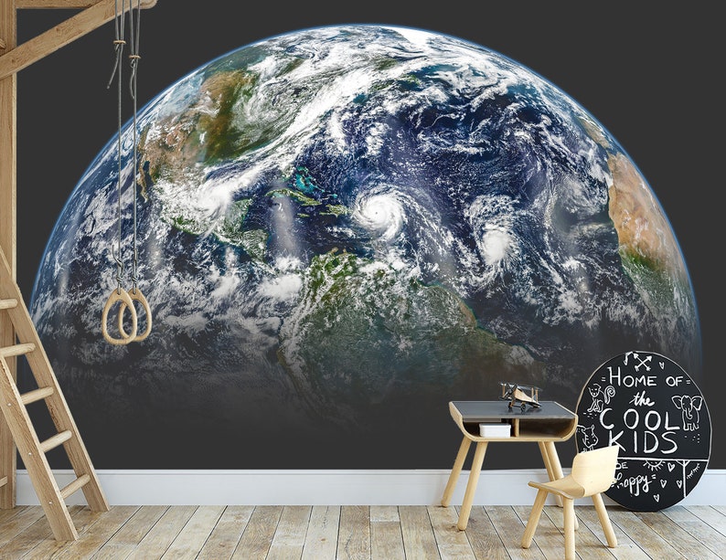 Planet Earth Wallpaper Mural Peel and Stick Space Wall Decal Print - Etsy