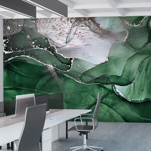 Emerald Green Wall Mural Abstract Wallpaper Peel and Stick - Etsy