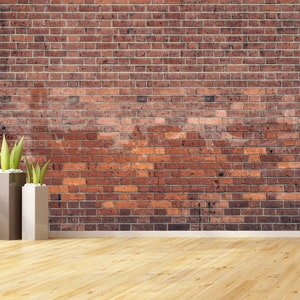 Papel de parede de tijolos de terracota, descascável e colante / Tradicional, Mural de parede com fundo de tijolo, Papel de parede de pedra industrial para loft