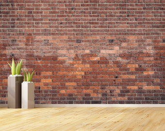 Terracotta Brick Wallpaper Peel and Stick / Traditional, Brick Background Wall Mural Loft Industrial Stone  Wallpaper