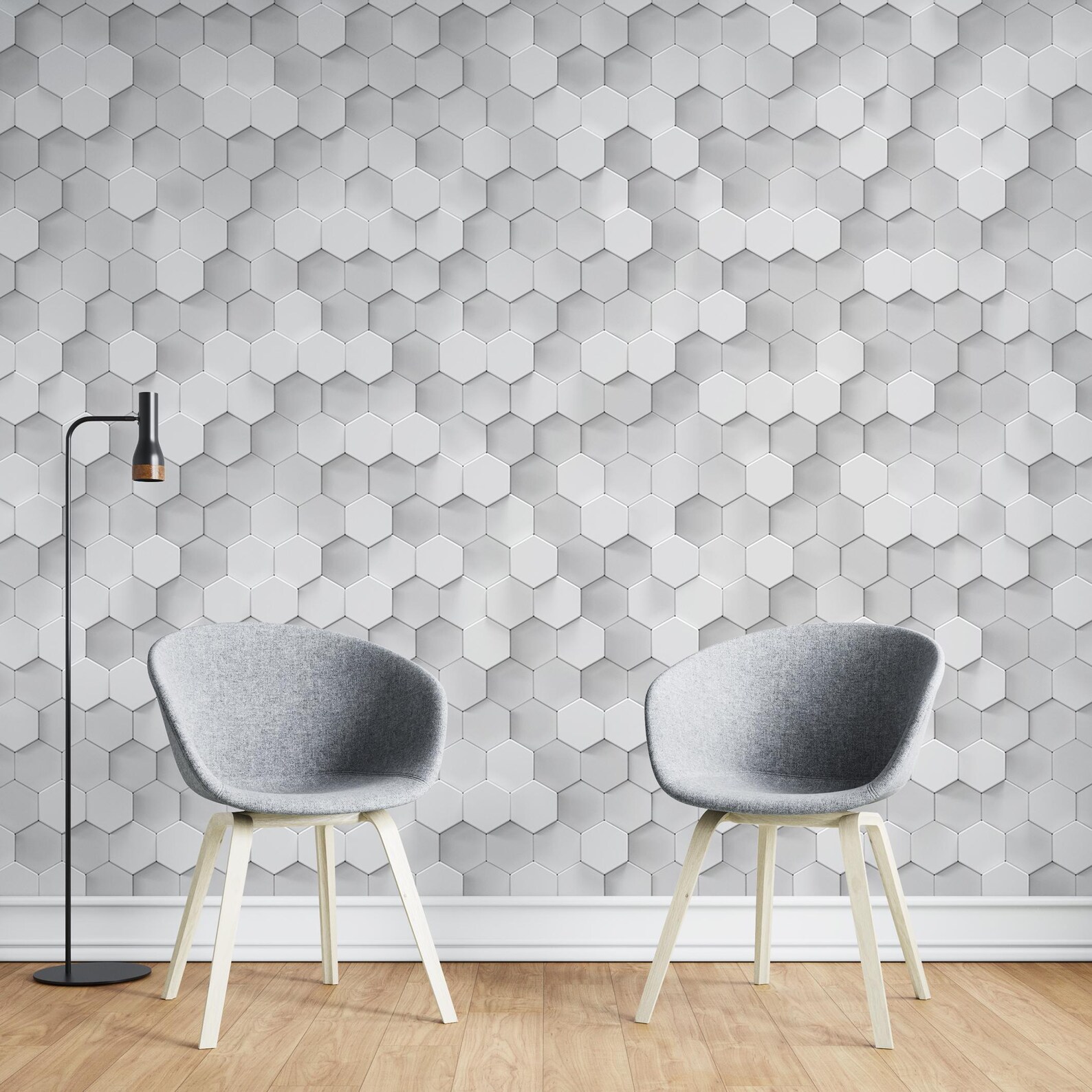 White Geometric Hexagon Wallpaper Peel and Stick Wall Mural — free download