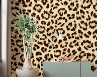 Leopard Peel and Stick Wallpaper Mural Trendy Animal Pattern Wallcovering Murals Print