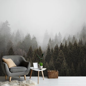 Papier peint paysage forestier forêt montagne brumeuse papier peint autocollant mural forêt brumeuse papier peint chambre salon impression nature