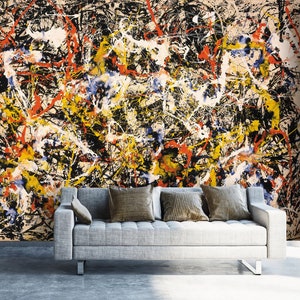 Jackson Pollock Wandbild Tapete Peel 'n Stick Abstrakter Expressionismus Kunstwerk Malerei Tapete Schlafzimmer Wohnzimmer Büro Akzent Wanddekoration