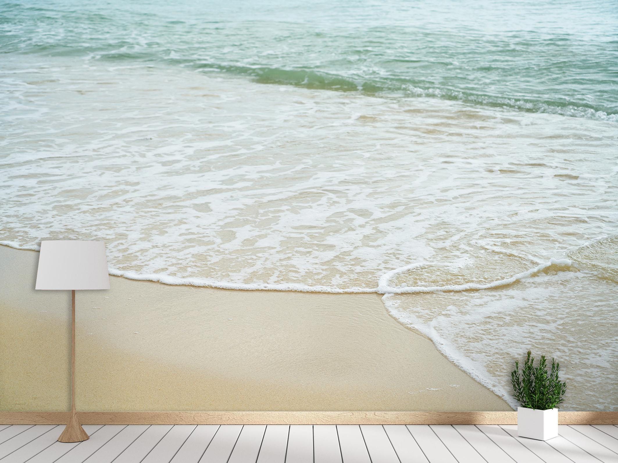 Sea Beach Wallpaper | Ocean Wave Wall Mural Decor Peel and Stick / Non ...