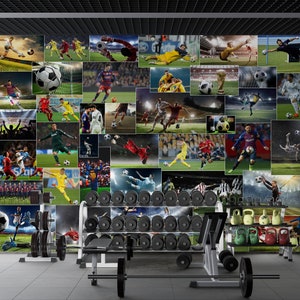 Football Wall Mural Peel and Stick Gym Wallpaper Boy Room Wall Decor Sport Motivation Gym Wall Mural Soccer Mural Workout Motivation Art