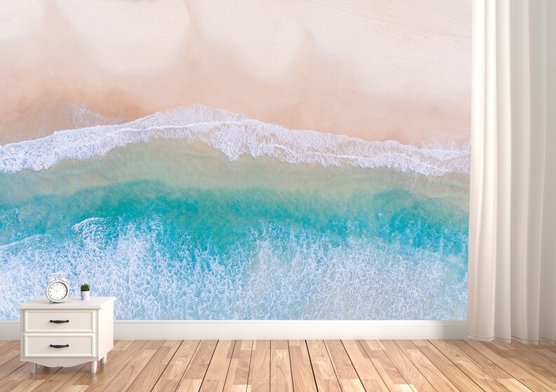 Printable Peel&stick Vinyl Wallpaper Beach Waves Mural Sea - Etsy
