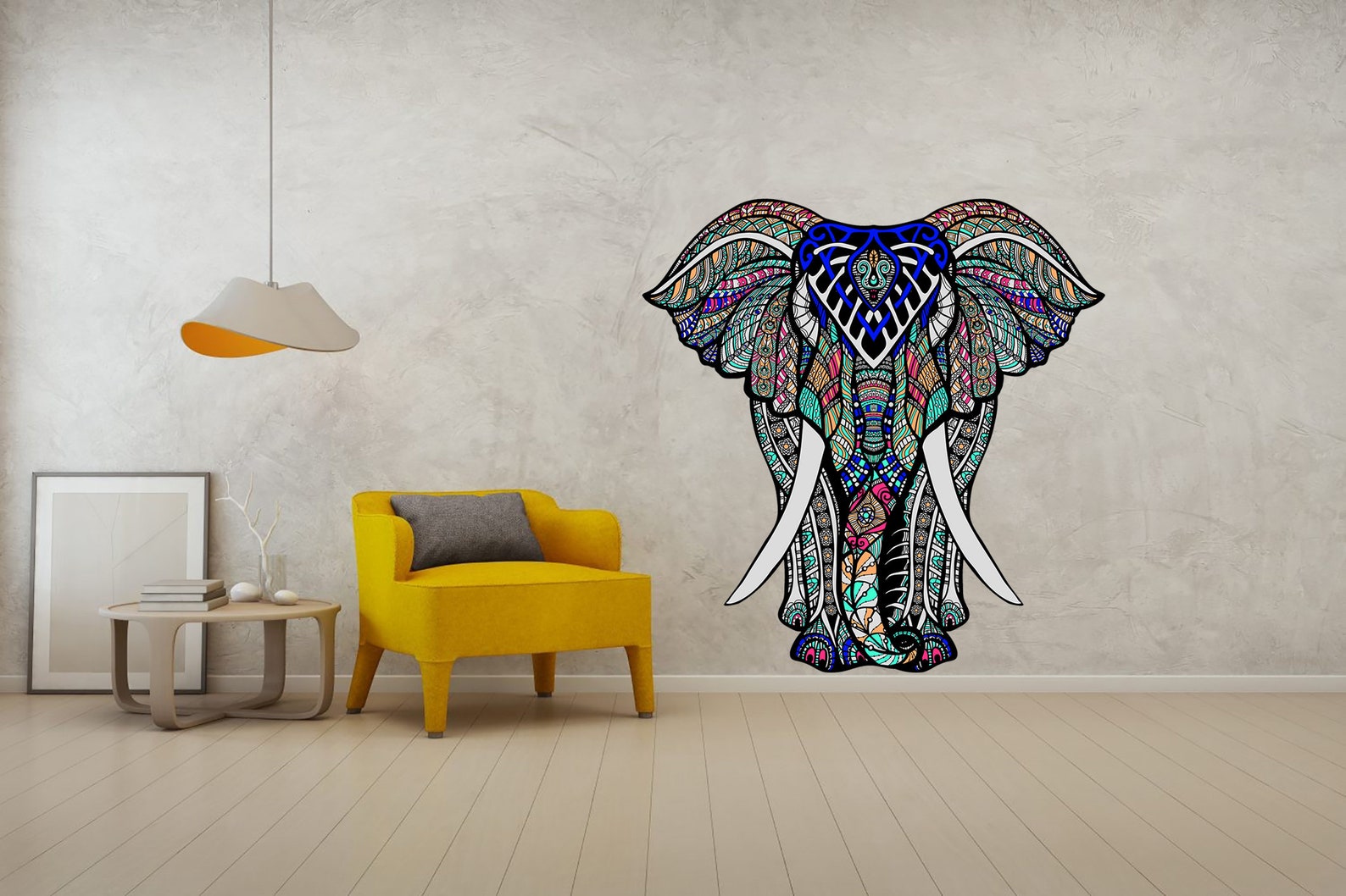 Elephant Decal Elephant Wall Art Colorful Elephant Home Wall Etsy