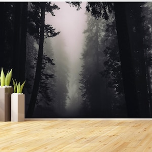 Papel pintado de bosque negro melancólico Papel pintado oscuro Mural Papel pintado gótico Mural de pared para dormitorio y sala de estar Papel pintado de árboles de bosque oscuro Papel pintado de mitos