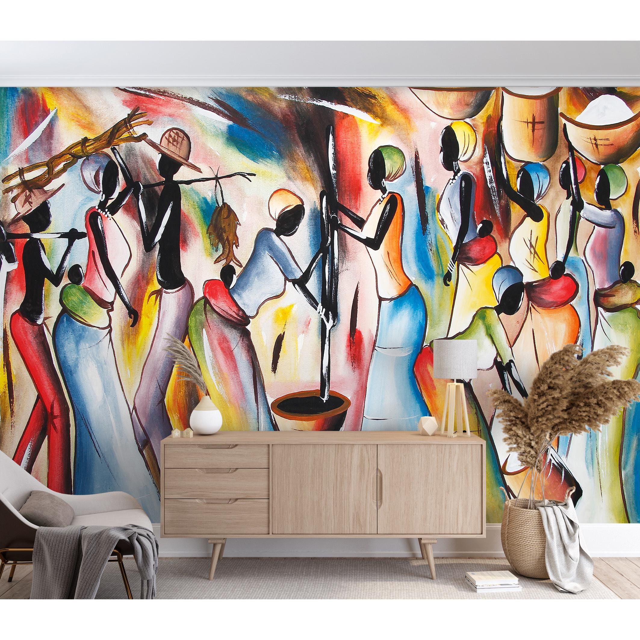 Abstract African Traditional Tribe Wallpaper Mural Home Artsy Wall