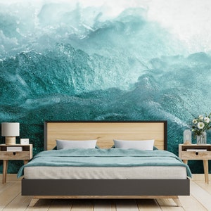 Water Mural Underwater Wallpaper Abstract Mural Sea Wave Wallpaper Sea Wave Art Blue Wave Wallpaper Print Peel Stick Water Wallpaper