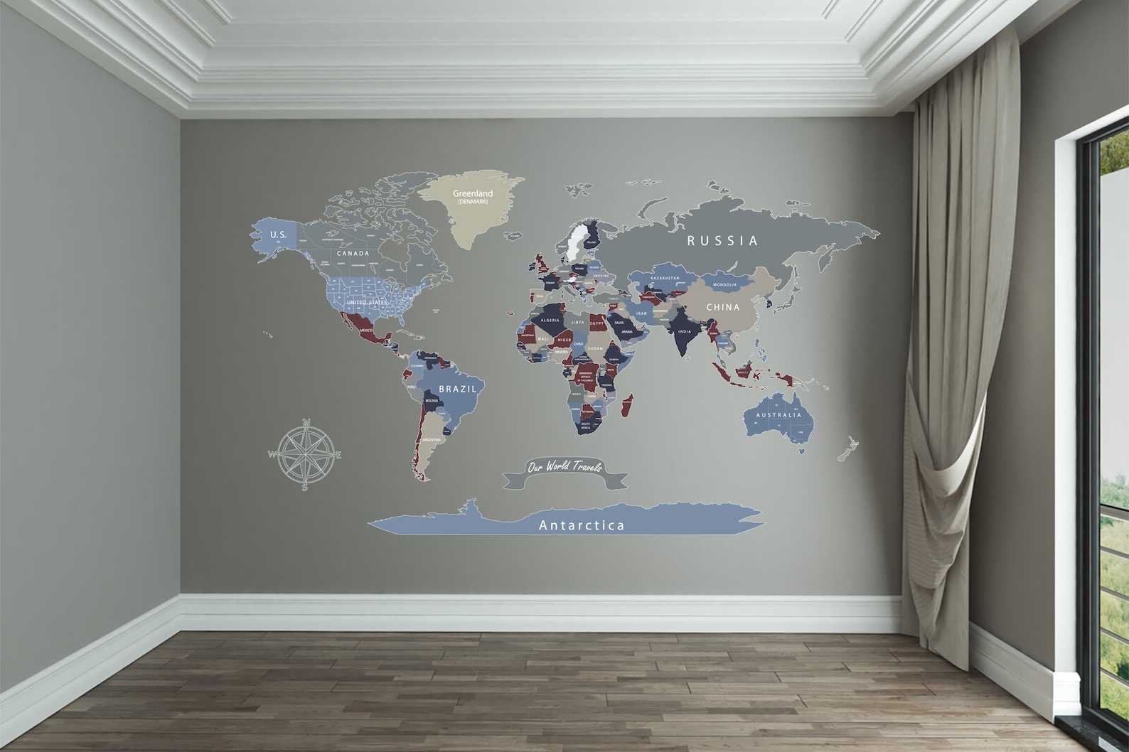 Extra Large World Map Decal Blue - Il 1588xN.2651947080 77xz