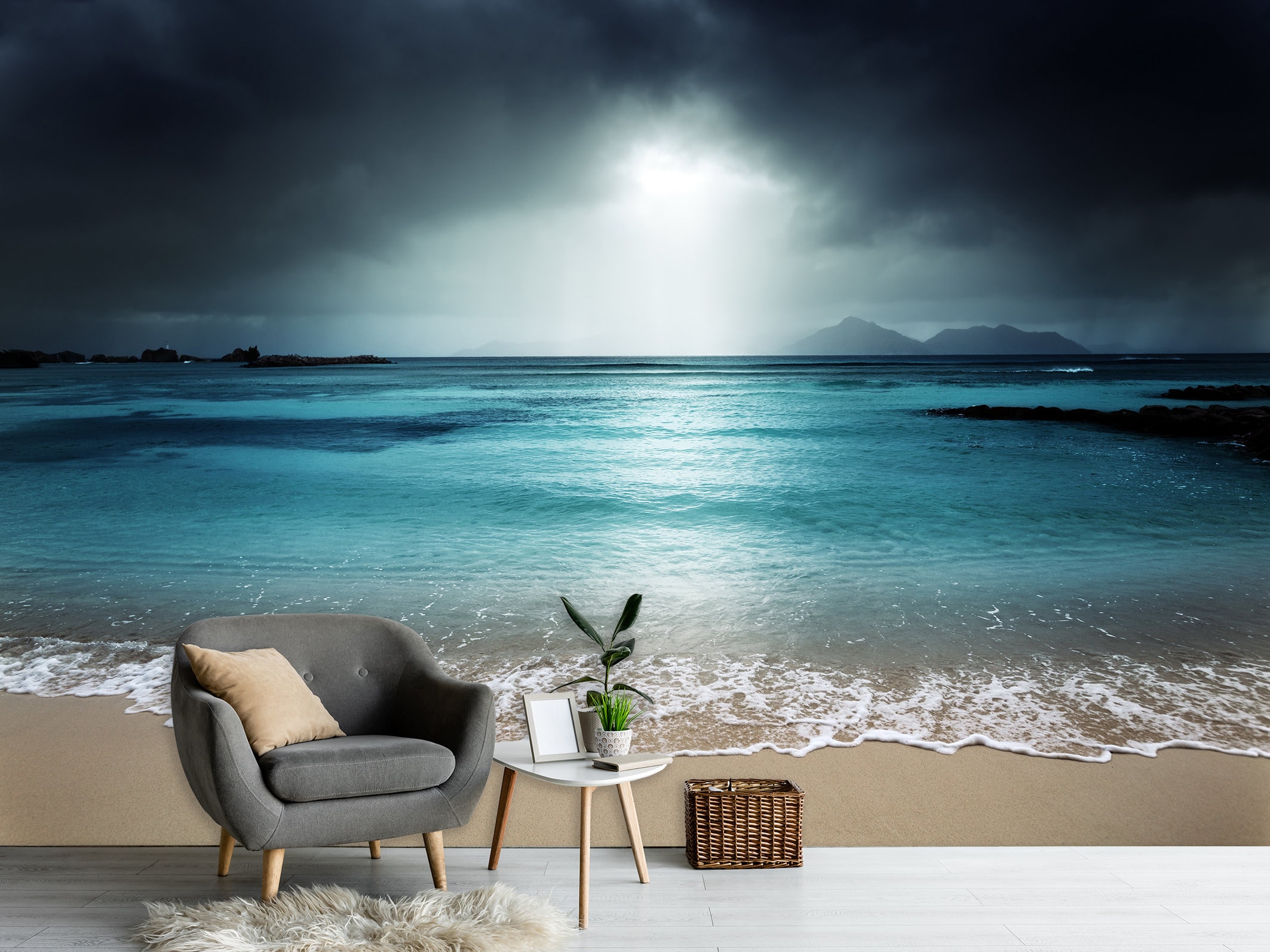 Papel pintado de playa de tormenta Papel pintado de mar Papel pintado de  costa Mural de pared Papel pintado tropical para dormitorio Papel pintado  de naturaleza marina despegable y pegable Mural grande - Etsy México, image size:2126x1594