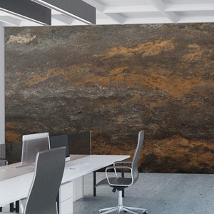 Rusty Stone Background Mural Wallpaper Brown Grey Raw Concrete Wall Mural Office Wall Decor Peel and Stick Self-Adhesive Wallpaper Print