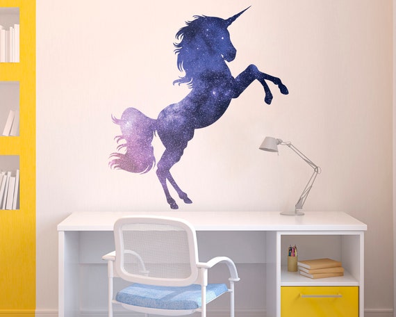 Grand nom Licorne Petite Fille nom personnalisé Wall Decal Belle