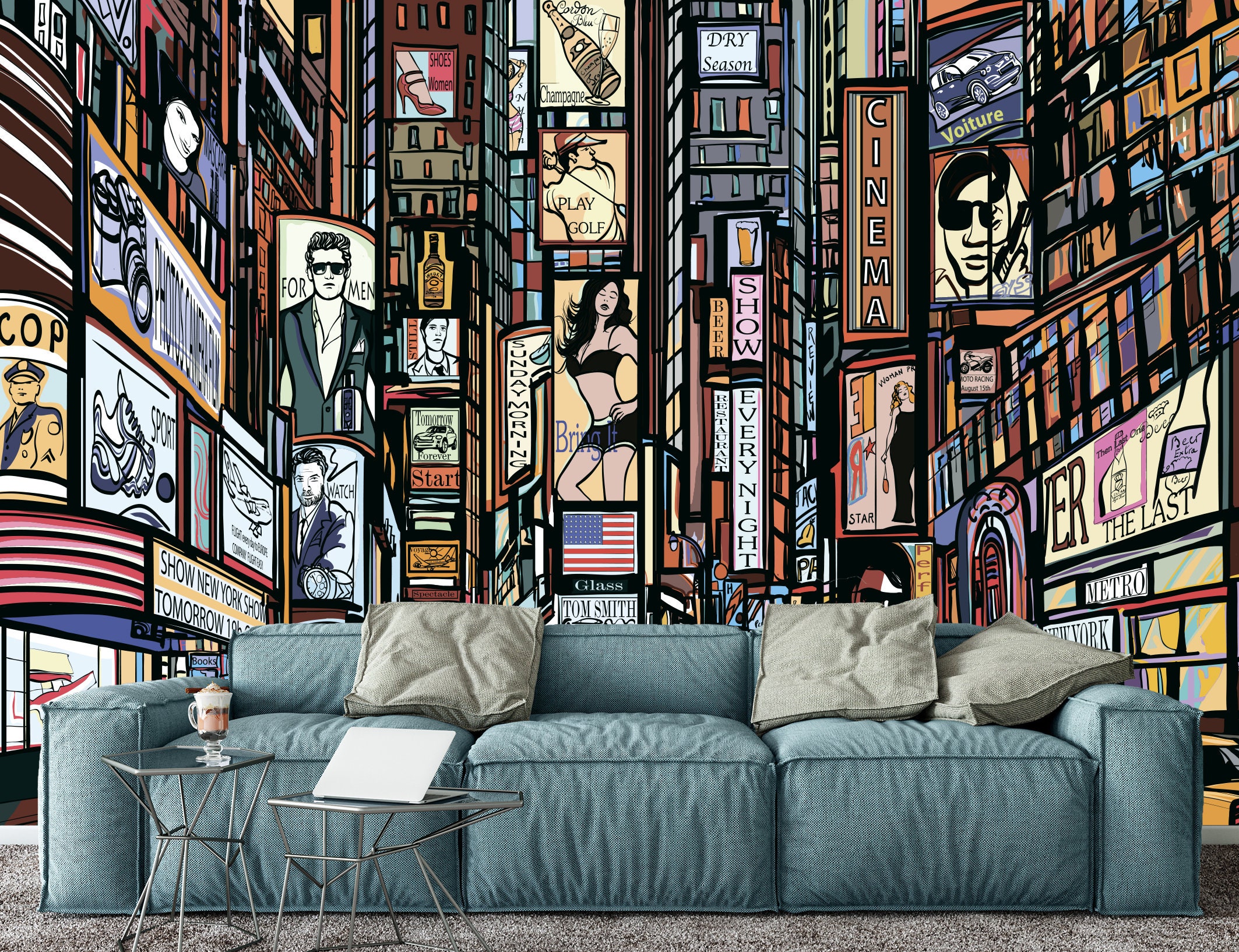 New York City Wall Mural Wallpaper Peel and Stick Times Square