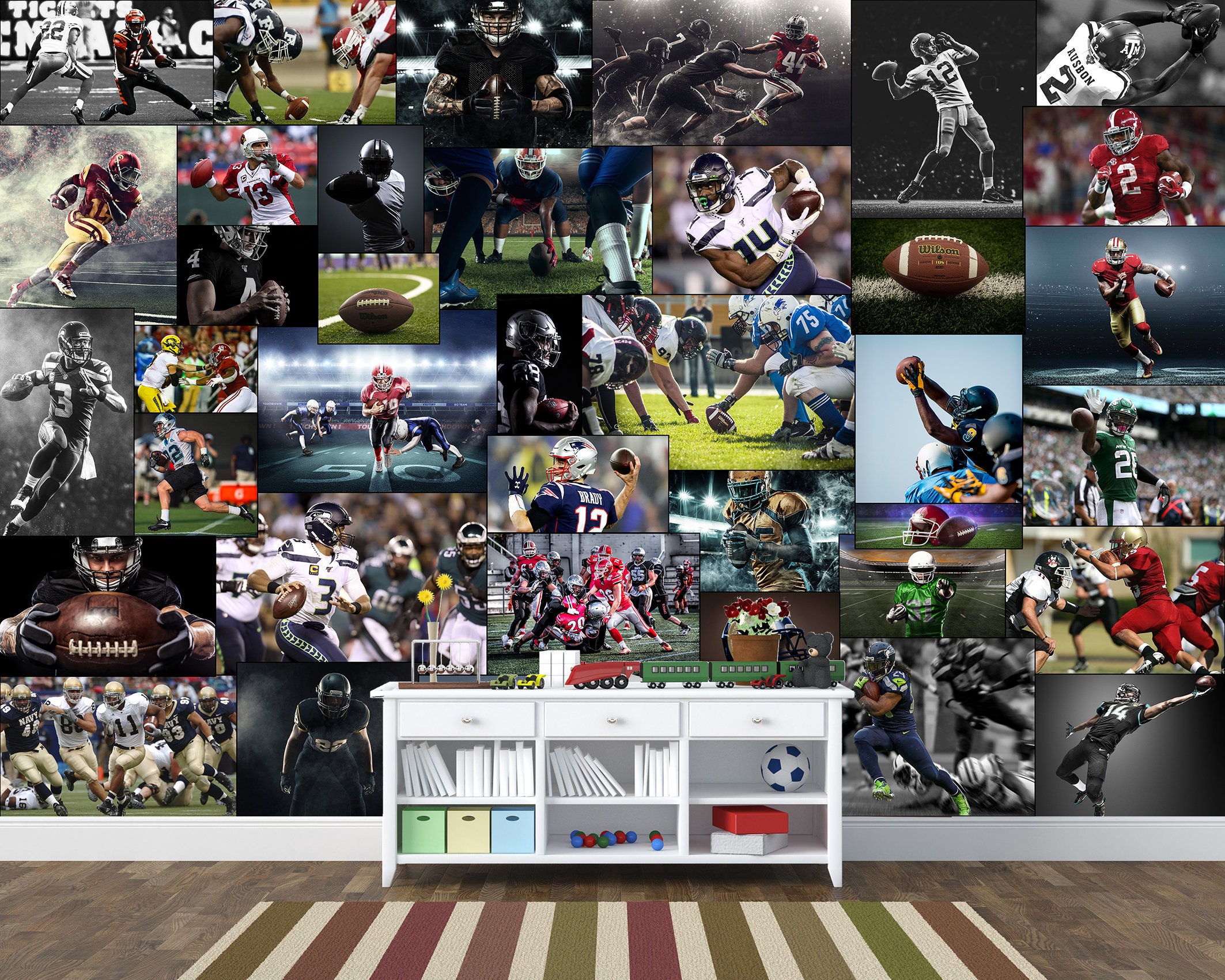 American football Selfadhesive Peel and Stick Vinyl Wallpaper Etsy