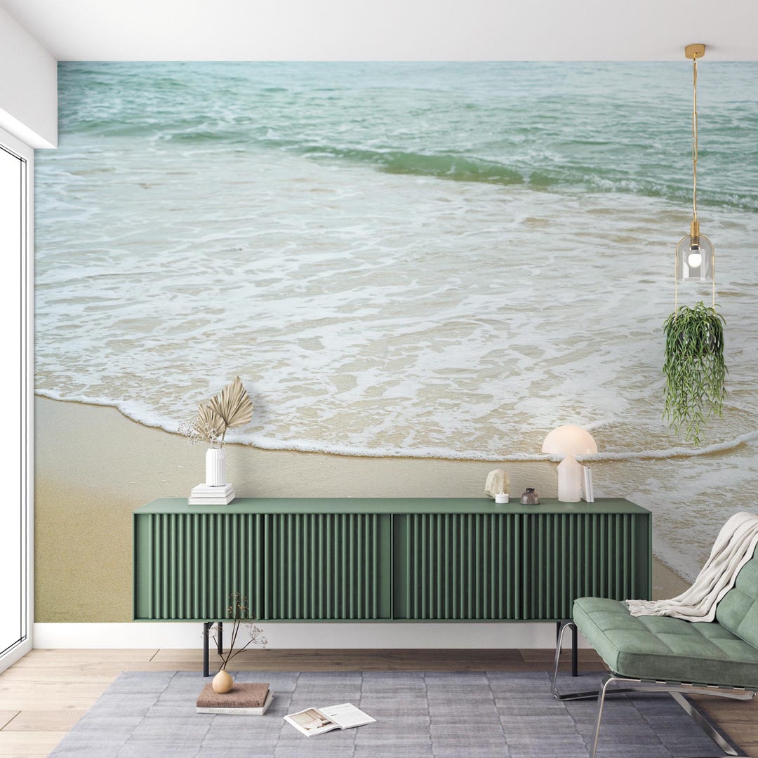 Sea Beach Peel and Stick Wallpaper, Ocean Wave Wall Mural - Etsy