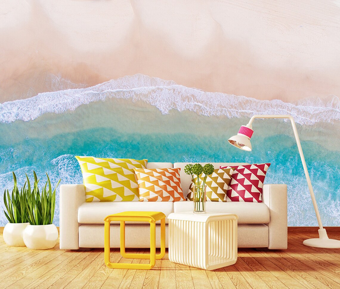 Printable Peel&Stick Vinyl Wallpaper Beach Waves Mural Sea | Etsy