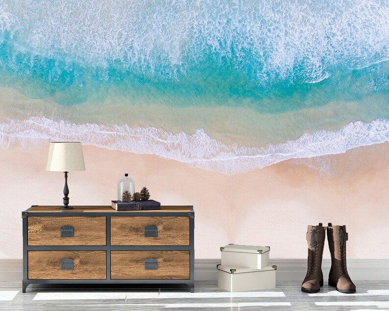 Printable Peel&stick Vinyl Wallpaper Beach Waves Mural Sea - Etsy