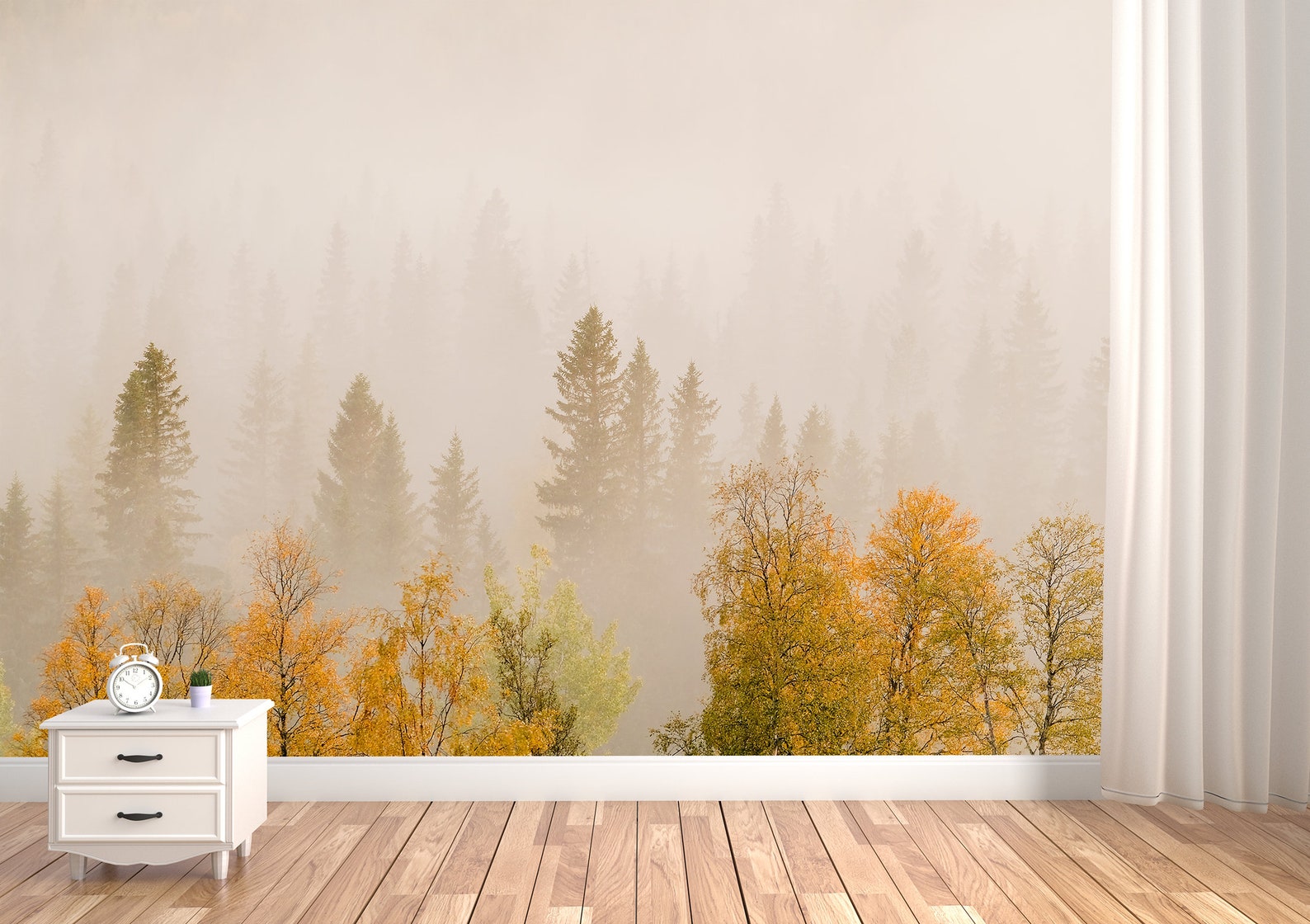 Autumn Forest Wall Mural Wallpaper Landscape Trees with Etsy