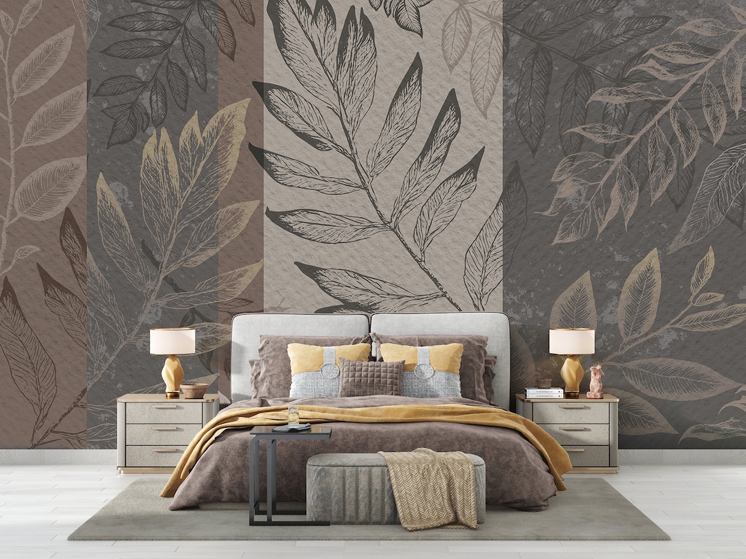 Luxury Botanical Leaf Wallpaper – Modern Nature Mural for Bedroom ... - Modern Natural Wallpaper Inspiration For Studio Apartments