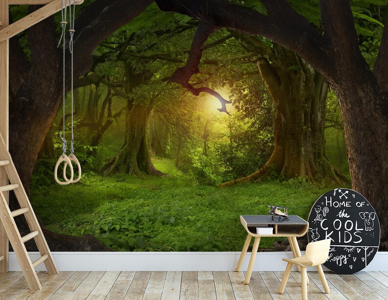 Mystic Forest Trees Wallpaper Mural, Kids Room Decor (self-adhesive/non ...