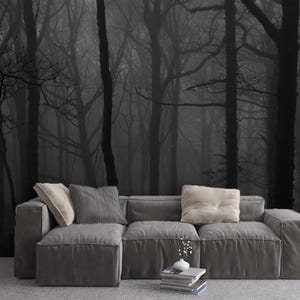 Papel pintado de la Selva Negra, papel pintado oscuro, papel pintado gótico, papel pintado para dormitorio, papel pintado para sala de estar, papel pintado de árboles del bosque oscuro, papel pintado con un tono melancólico