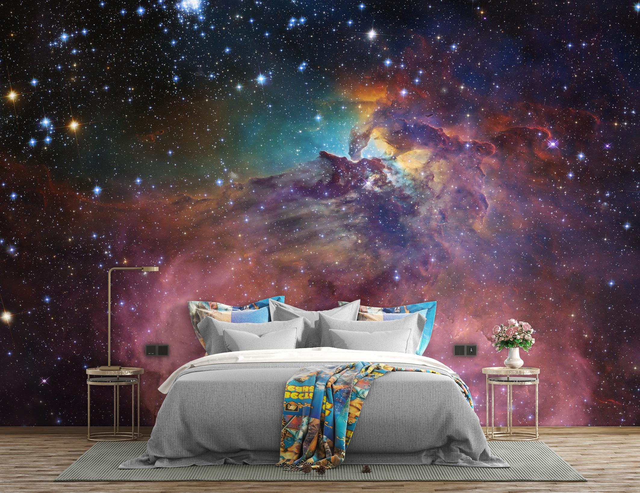 Paul Sinus Art Impression sur toile Motif brouillard et galaxies dans l'espace 120 x 80 cm Paul Sinus Art Impression sur toile Motif brouillard et galaxies dans l'espace 120 x 80 cm