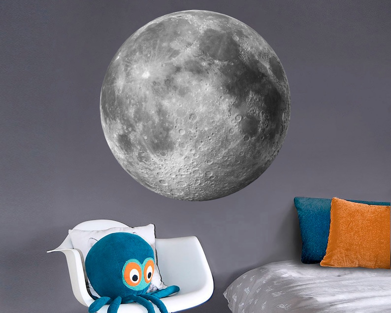 Full Moon Wall Decal Large Moon Wall Sticker Moon Wall Art - Etsy