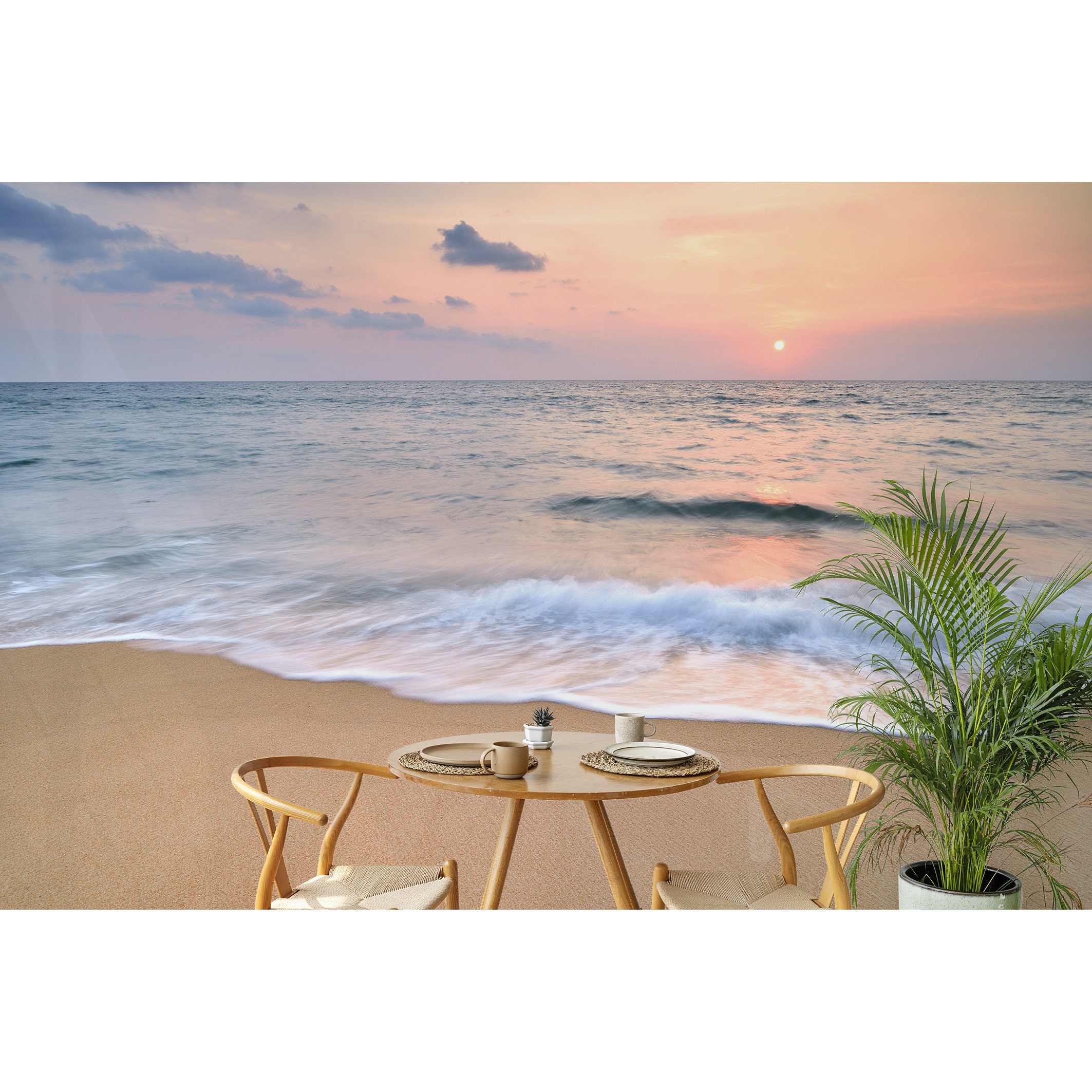 Sunset Beach Wallpaper Peel and Stick Coastal Wall Mural Sea Wall Decor ...