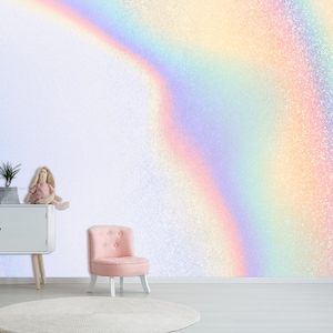 Aesthetic Pastel Holographic Wallpaper Abstract Pearl Rainbow Wallpaper Peel and Stick Wall Mural Baby Girl Bedroom Kids Room Wallpaper