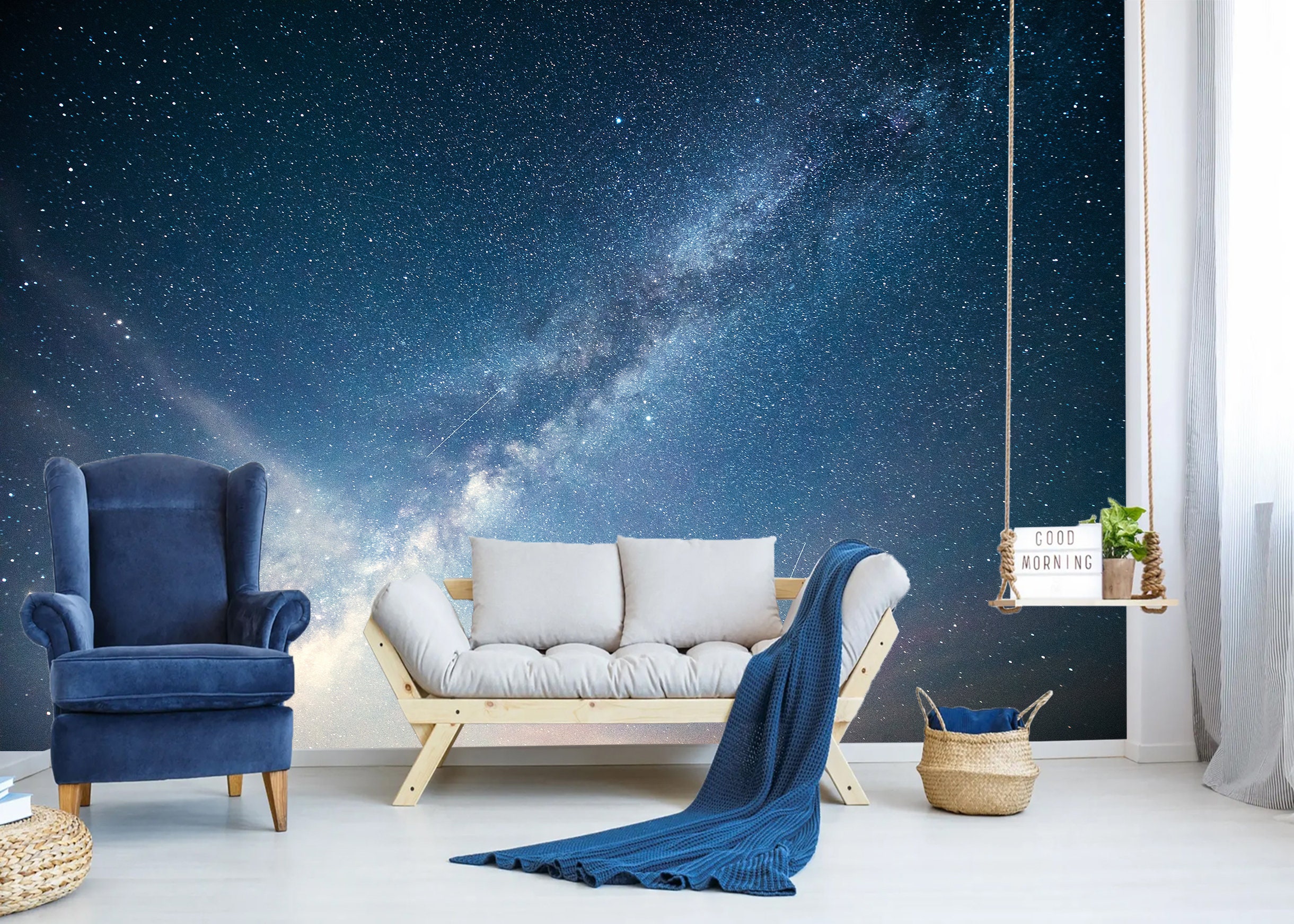 Galaxy Wall Mural Stars Wallpaper Starry Night Sky Wall Decor | Etsy